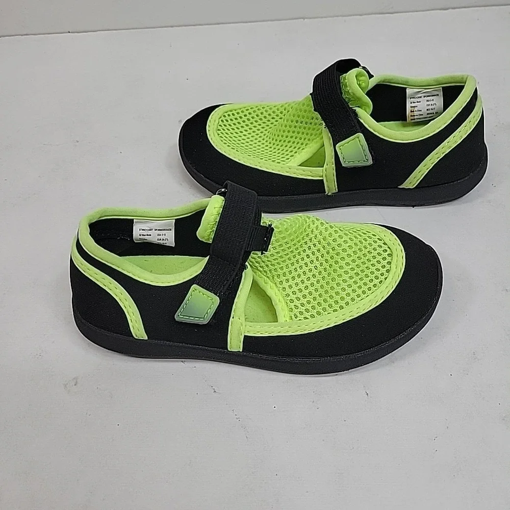 Wonder Nation‎ Toddler Water Shoes Sz 9-10 Neon Green Black Mesh Strap Comfy